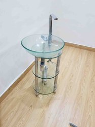 Lavabo vasque design verre + meuble + robinet
